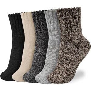Womens Thick Wool Winter Boot Socks Cozy Warm Fuzzy Crew Cold Weather 5 Pack